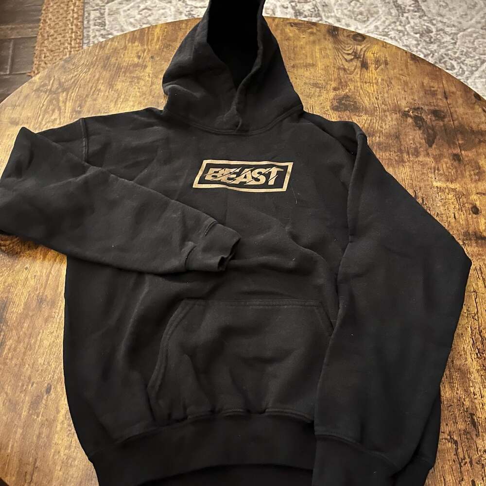 MrBeast Black and Gold Metallic Logo Pullover Hoodie